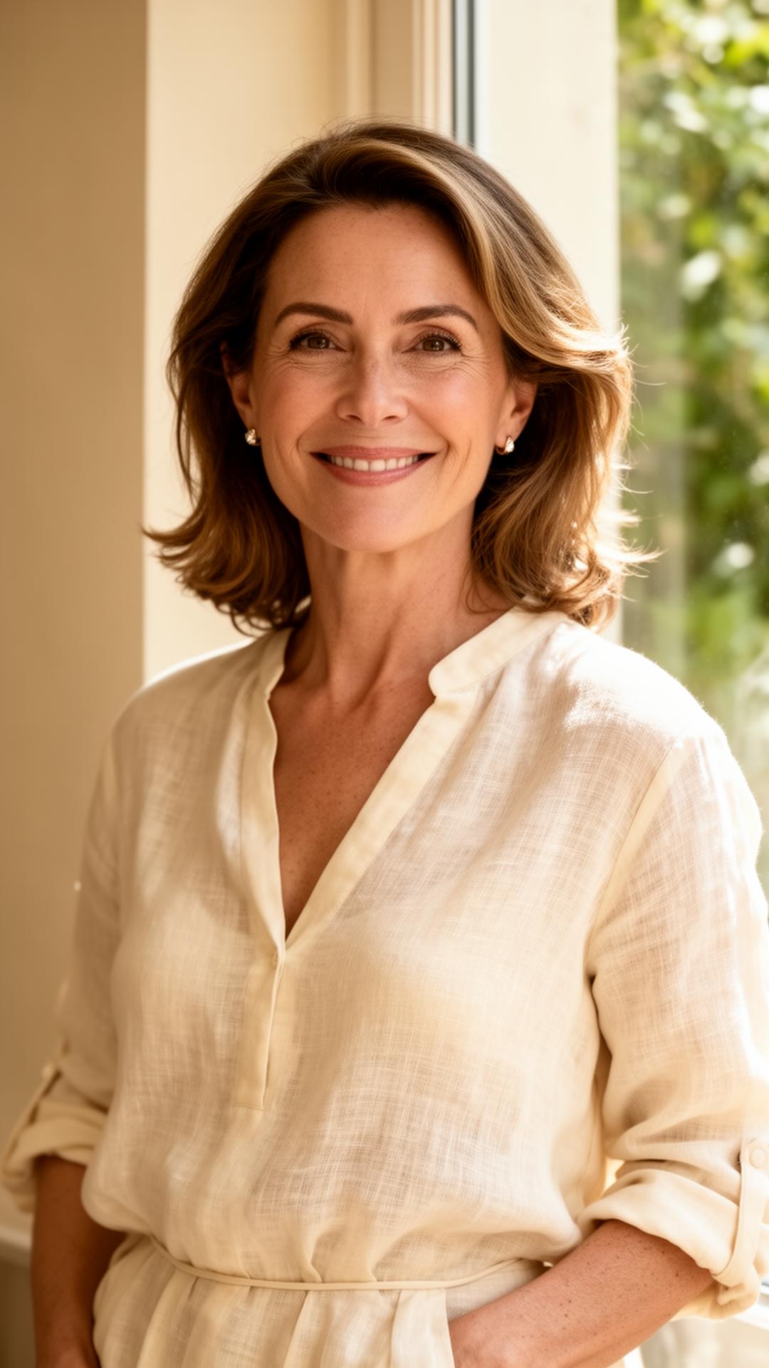 Mulher 40+ confiante e feliz